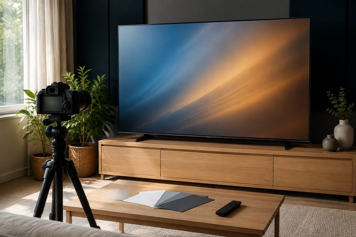 Samsung Vision AI Demo-Checkliste: illustrativer Creator-Test mit Kamera, TV-Display und Fernbedienung, kein Eventfoto