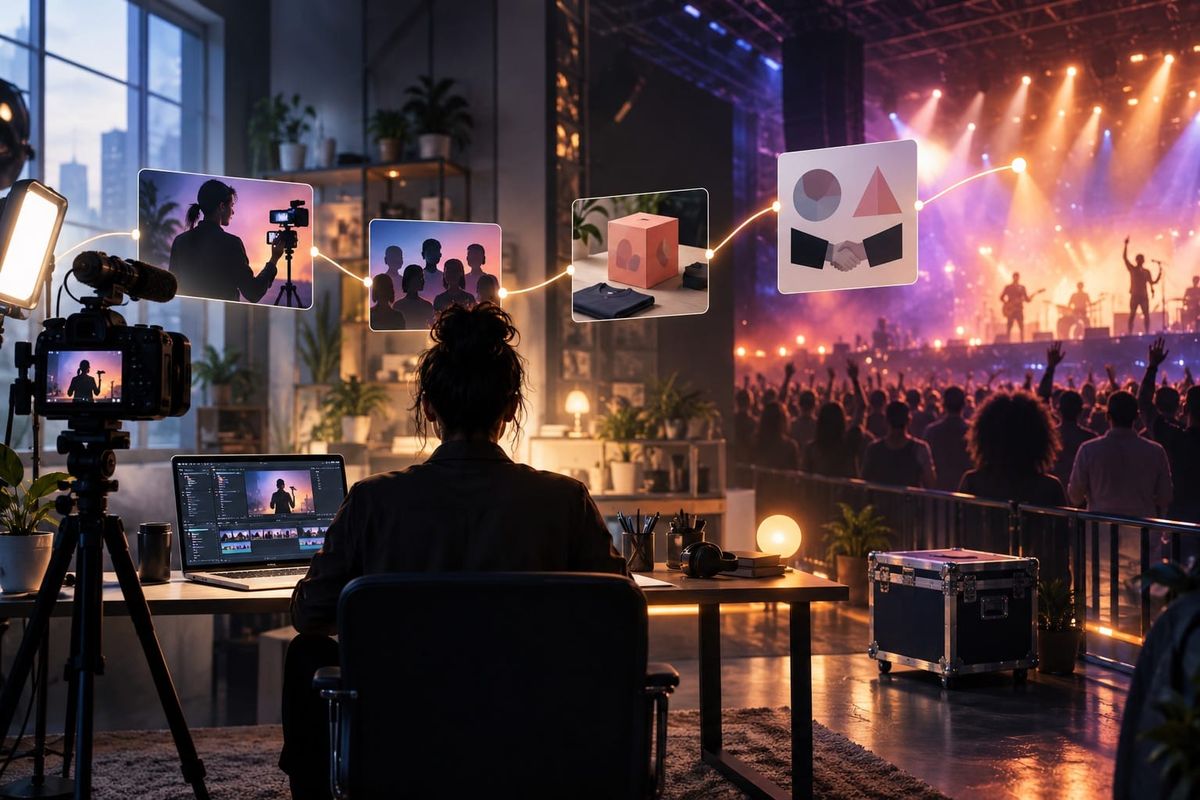 Creator operations studio connecting content, community, commerce, brand partnerships, and a live audience