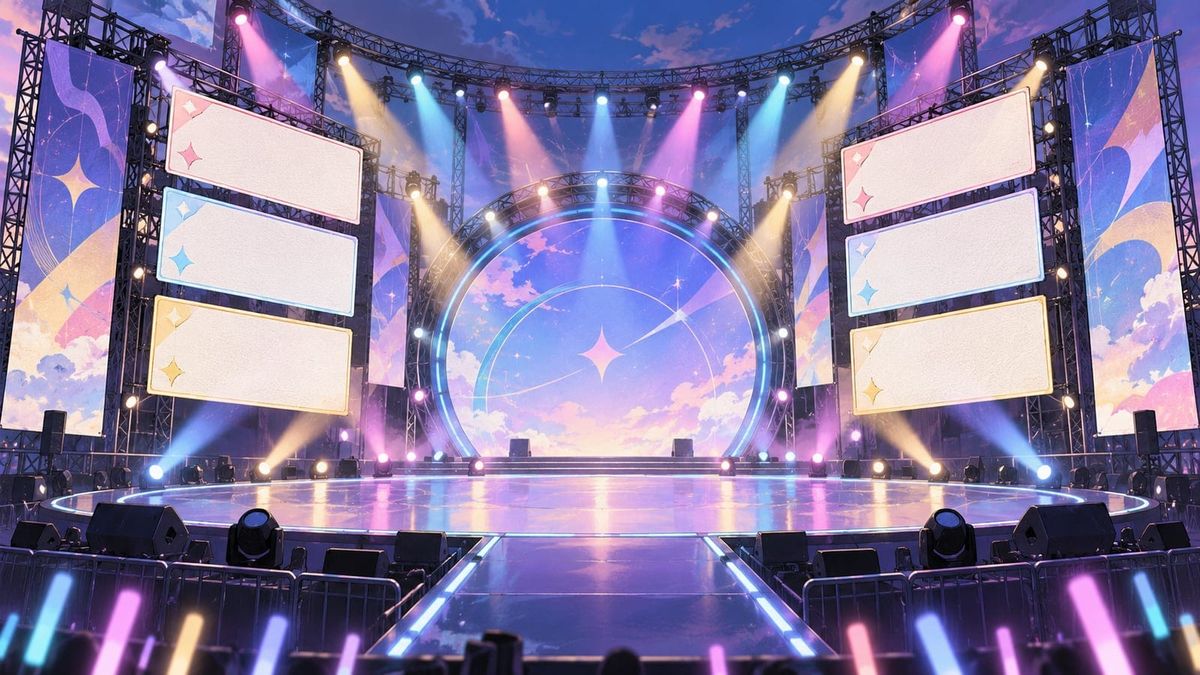 にじさんじ Girls Idol Festivalの日程確認用に描いたステージと空白のカレンダーボード