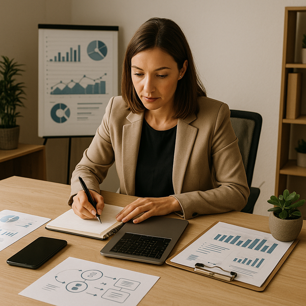 Αφηρημένη απεικόνιση διαχείρισης κινδύνων και σχεδιασμού αγοράς σε ψηφιακό περιβάλλον