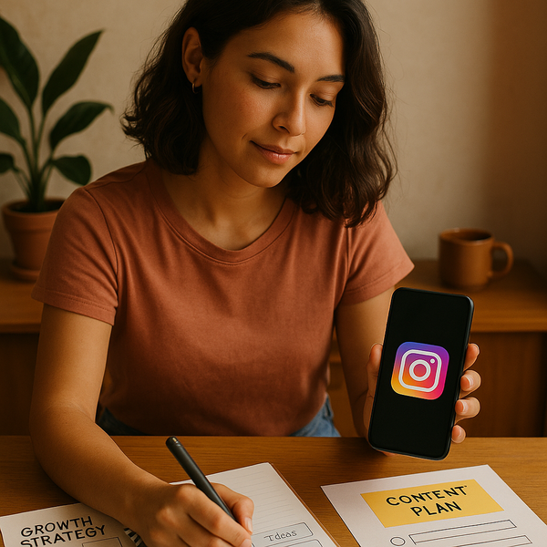 Collage abstracto de iconos de redes sociales con una flecha de crecimiento