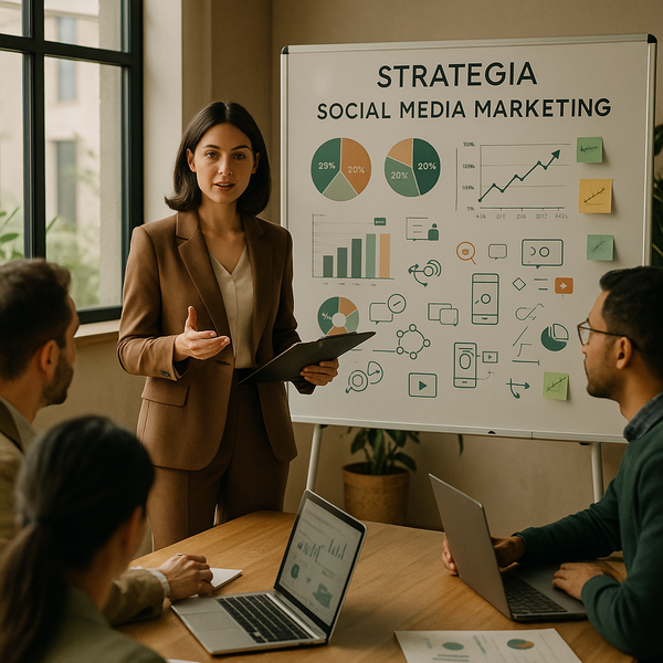 Creator e imprenditore che costruiscono un brand più forte con una strategia social media marketing nel 2026.