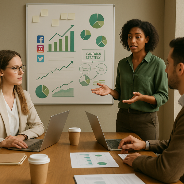 Election-related social media content with AI-generated visuals and trust signals on a dashboard