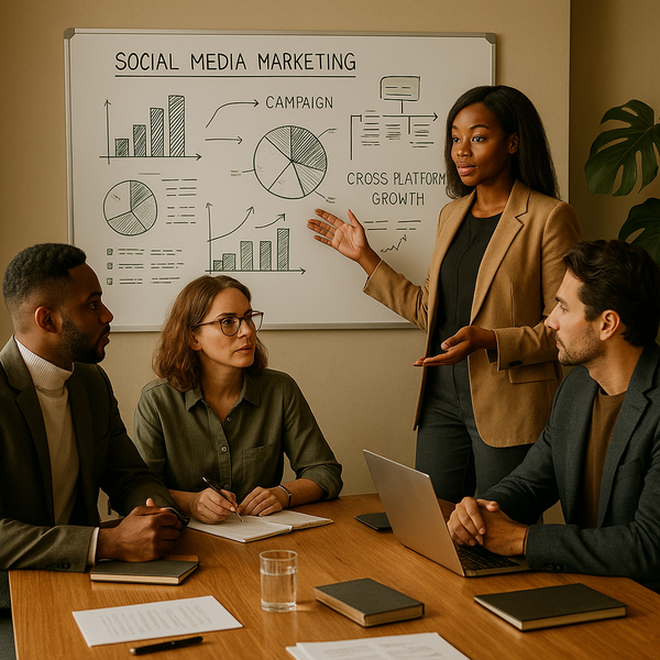 Dashboard con metriche di AI citation tracking e menzioni delle fonti per una strategia social media marketing