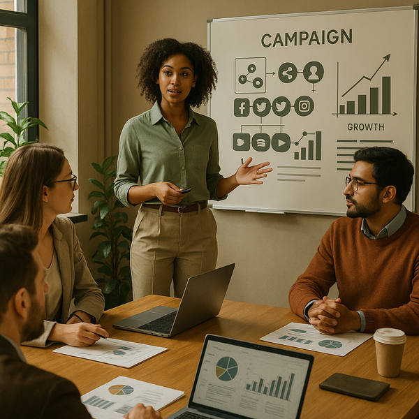 Dashboard met AI-citation tracking-metrics en bronvermeldingen voor een social media marketing strategie