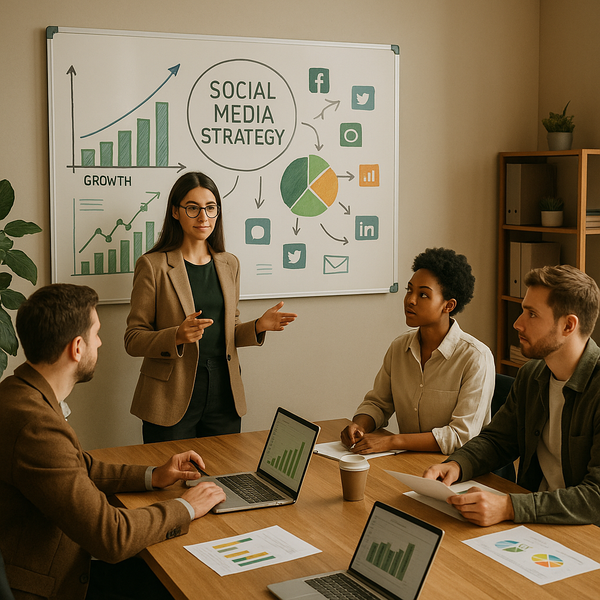 Team che valuta miglioramenti di conversione per una strategia social media marketing nel 2026