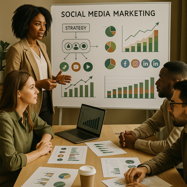 Espacio de planificación de equipo con roles de redes sociales, presupuestos y notas de campaña para 2026