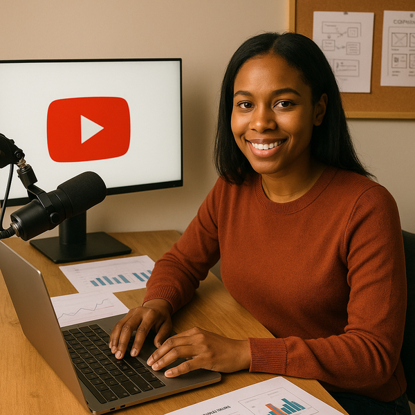YouTube analytics and demand generation campaign dashboard on a laptop screen