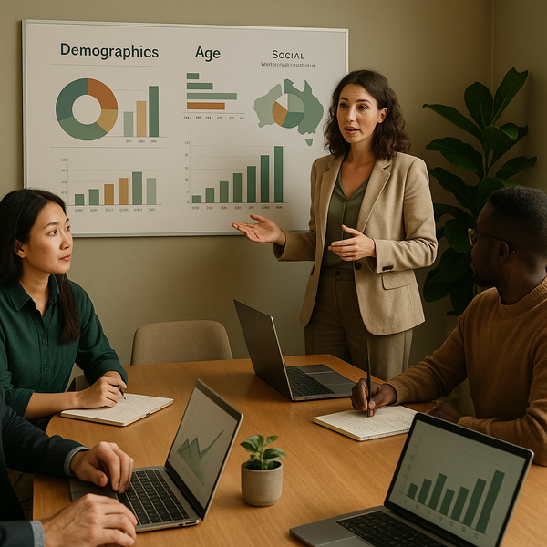 Dashboard analitico che mostra le demografie sui social in Australia 2026
