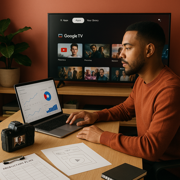Google TV interface with creation and streaming tools