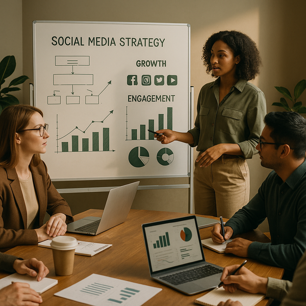 Pessoas engajadas em redes sociais com conteúdo de marca