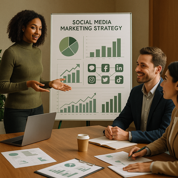 Team reviewing conversion improvements for a social media marketing strategy in 2026