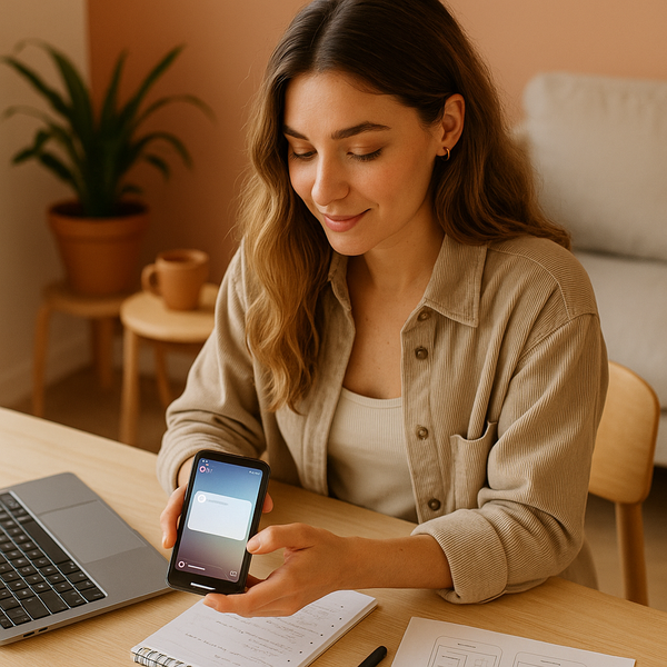 Pantalla de móvil con Notes de Instagram apiladas con mensajes breves