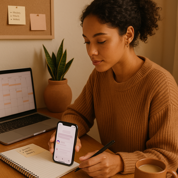 Een telefoon met stapels Instagram Notes met korte berichten