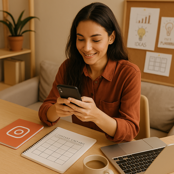 2026'da dizüstü bilgisayar ve telefonda Instagram monetizasyon stratejilerini inceleyen içerik üreticisi