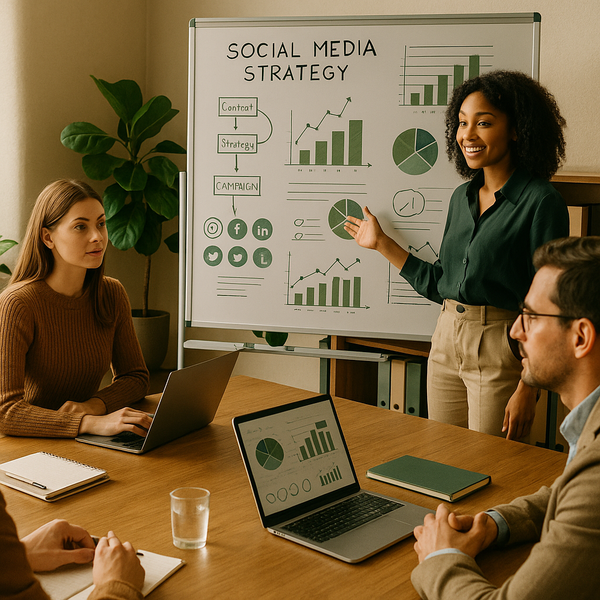 Wahlkampf-Visuals und KI-generierte Social-Media-Inhalte auf Bildschirmen