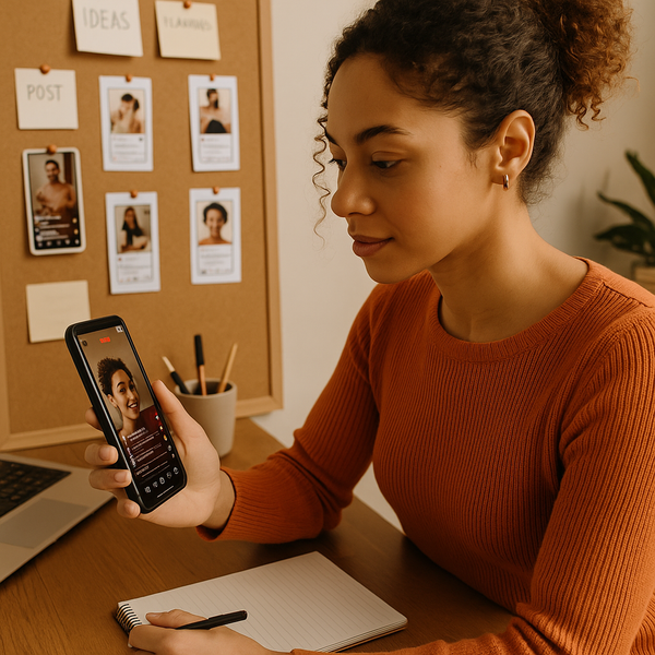Interfaccia di una live chat su Threads mostrata su smartphone per social media marketer