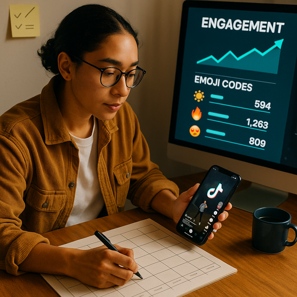 Estratégia de engajamento no TikTok usando emoji codes em um calendário de conteúdo de criador