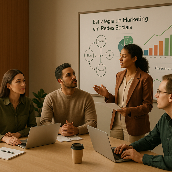 Tela de laptop com analytics de email marketing, construtor de campanhas e painel de automação para planejamento de 2026.
