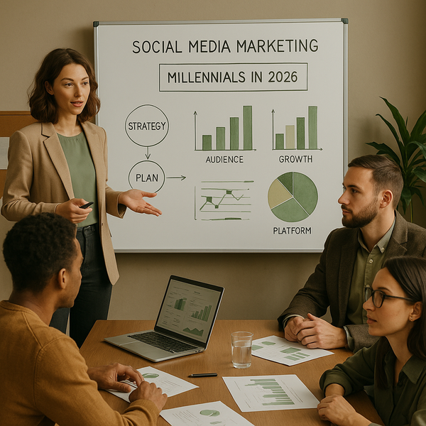 Gruppo eterogeneo di millennials che interagisce con dispositivi mobili sui social