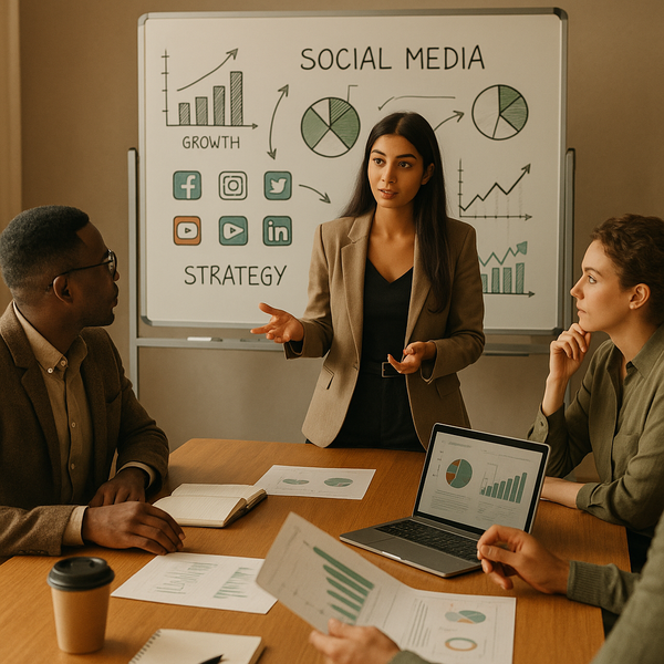 Illustration d’un smartphone et d’icônes de réseaux sociaux autour d’un litige de marque sur des publications en Inde