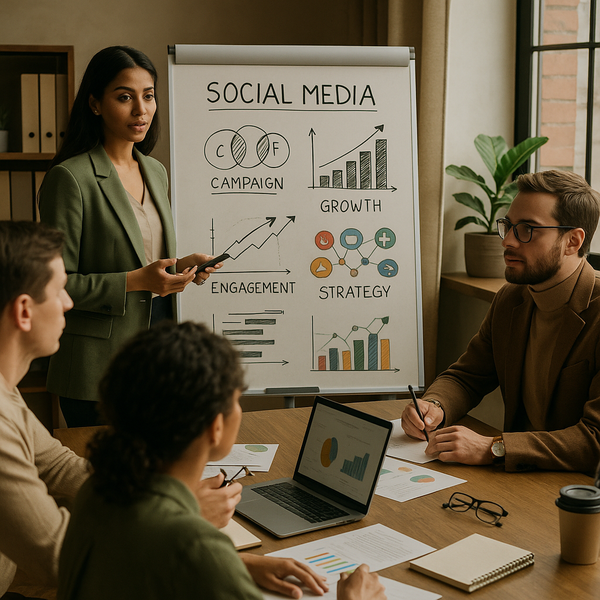 Ilustración de un smartphone y símbolos de redes sociales que representan una disputa de marca por publicaciones en línea en India