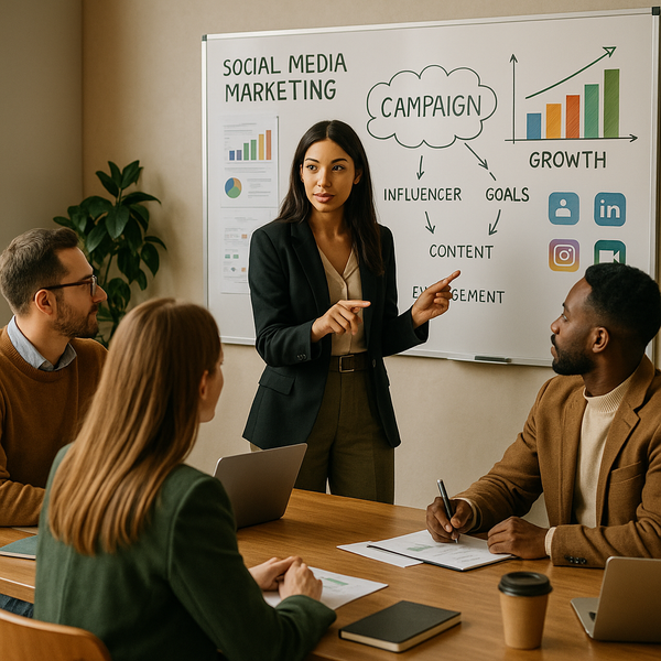 Graphic illustrating creator partnerships across social media channels in a campaign