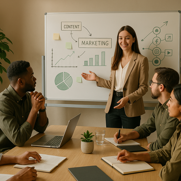 Tableau Pinterest avec épingles et ordinateur affichant des analyses