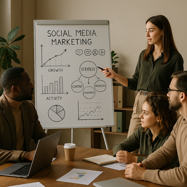Iconos abstractos que representan análisis y monitoreo de redes sociales