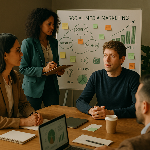 Sam Altman kommentiert KI-Modell-Marketing und Social-Media-Strategie vor Analyse-Dashboards und Beitrags-Icons