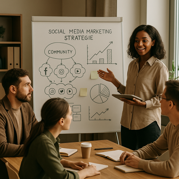 Team verwaltet Social-Media-Nachrichten und Community-Interaktionen plattformübergreifend