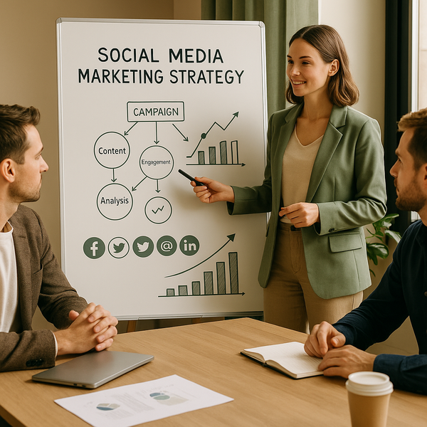 B2B answer engine optimization strategy with social media content planning on a laptop screen