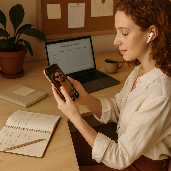 Créateur en train de monter un Reel Instagram avec des idées d’audios tendance sur l’écran d’un téléphone