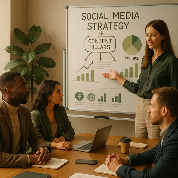 Sosyal medya content pillar yapısını ve içerik planlamasını gösteren modern grafik