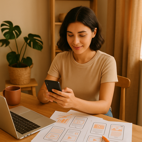 Creator che analizza segnali dell'algoritmo Instagram e performance dei contenuti su un laptop.