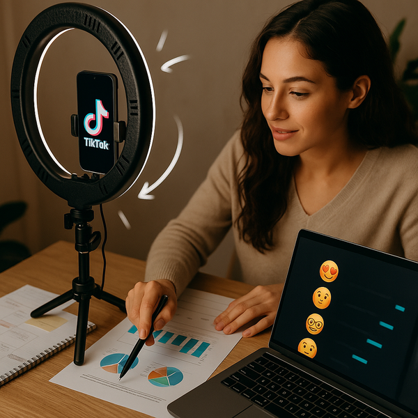 Emoji code per l'engagement TikTok con esempi di caption e commenti