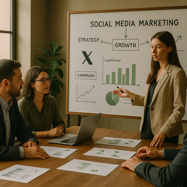 Illustrazione dei post con link su X e delle analisi di social media marketing su una dashboard