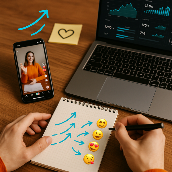 TikTok-engagementstrategie met emoji-codes op een contentkalender voor creators