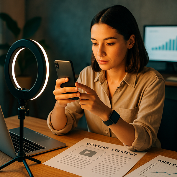 Creator reviewing a 2026 TikTok news timeline and growth metrics on a laptop screen