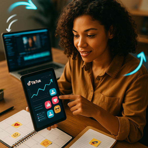 TikTok-Engagement-Strategie mit Emoji-Code-Beispielen auf einem Smartphone