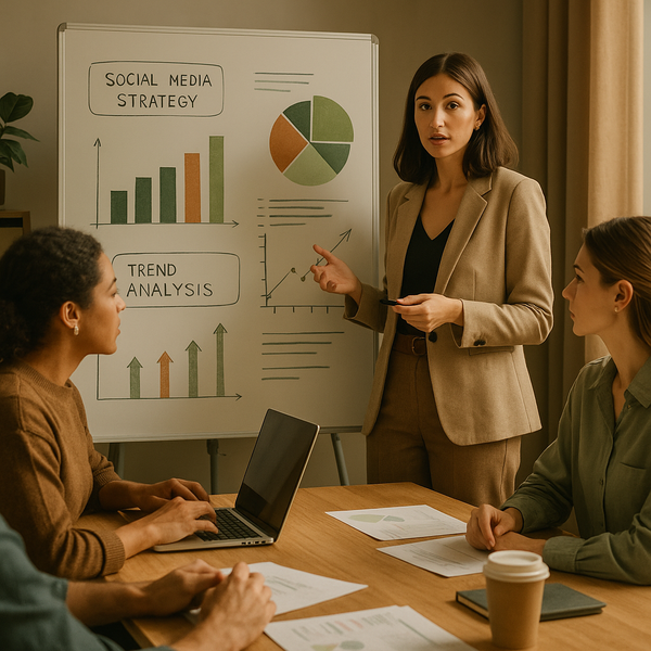 Equipo planificando una estrategia de marketing en redes sociales basada en trendjacking