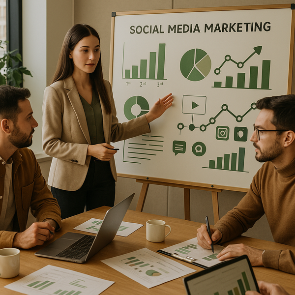 Team che pianifica una strategia social media marketing per il trendjacking attorno a un argomento di tendenza