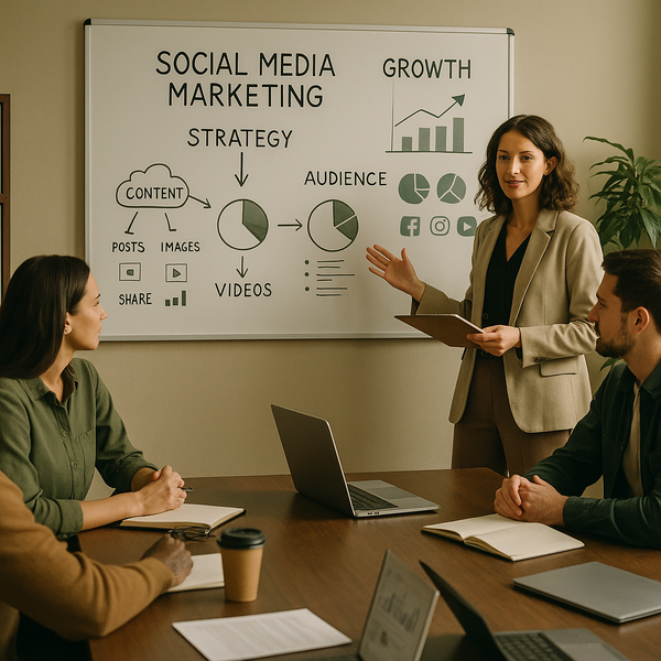 Menschen interagieren in sozialen Medien rund um Markencontent