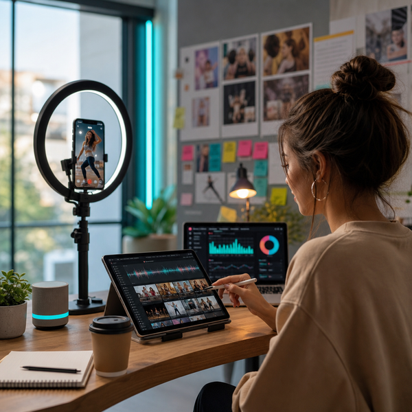 Creator bekijkt trending TikTok-songs en plant een contentstrategie voor mei 2026