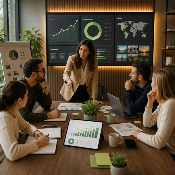 Illustrazione di AI Max con analytics e controlli campagna su una dashboard moderna