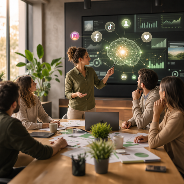 Illustratie van AI Max-analytics en campagnesturing op een modern dashboard