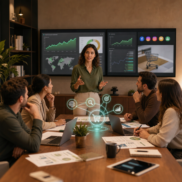 Illustration of AI-powered bidding and budgeting controls for Search and Shopping campaigns in 2026