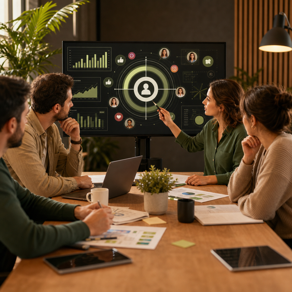 Analyste examinant les options de ciblage Facebook Ads et les données d’audience pour planifier une campagne 2026.