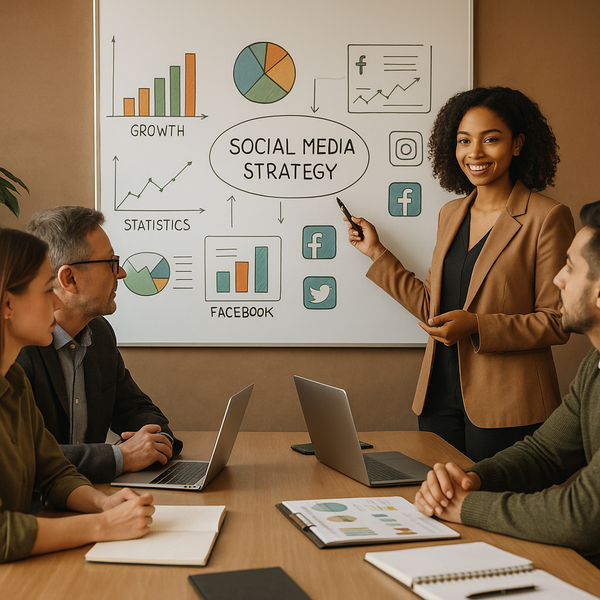 Uma caixa de ferramentas com ícones de redes sociais