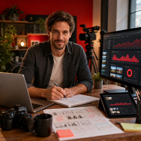 YouTube-Analytics-Dashboard mit Abo-Wachstum, Retention-Kurven und Creator-Kennzahlen